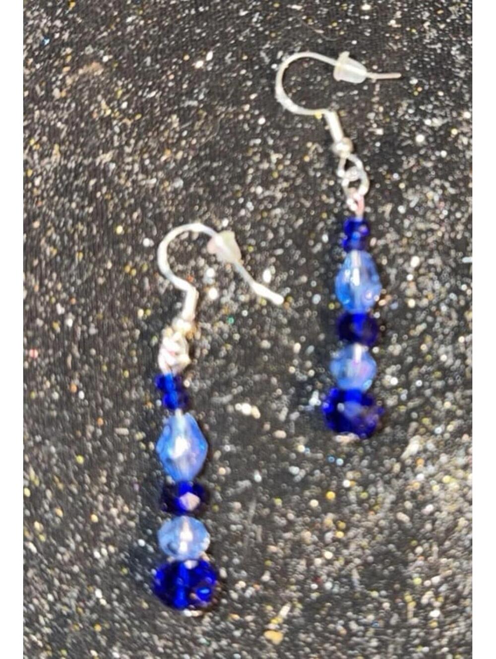 Earrings Sterling silver marked  S925 crystal glass beads high quality New